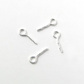 Bail, eye-pin, silver-plated brass, 9x0,7mm, 10pcs.