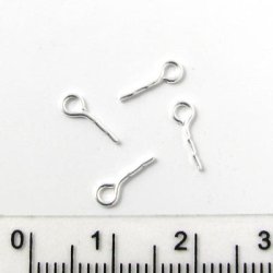 Stift&ouml;sen, versilbertes Messing, 9x0,7 mm, 10 Stk.