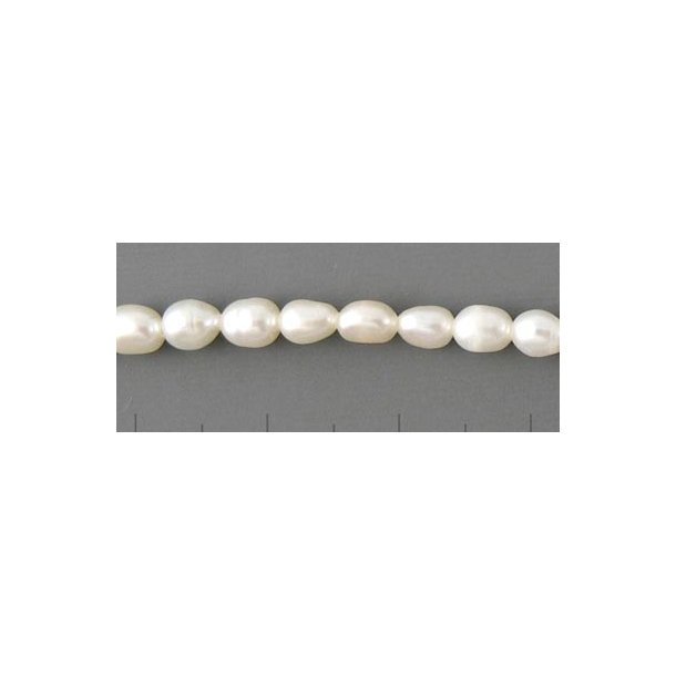 Freshwater pearl, rice shaped, white, A-grade, ca. 4.5x3mm, 10pcs