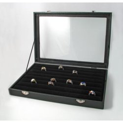 Display-Schachtel f&uuml;r Ringe, mit Deckel und schwarzem Samt, 35x24x5 cm