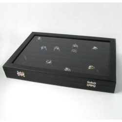 Display-Schachtel f&uuml;r Ringe, mit Deckel und schwarzem Samt, 35x24x5 cm