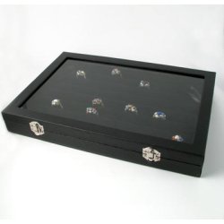 Display-Schachtel f&uuml;r Ringe, mit Deckel und schwarzem Samt, 35x24x5 cm