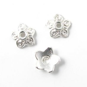 28-30 stk, slvfarvet perle, perleskl, 10x3 mm.