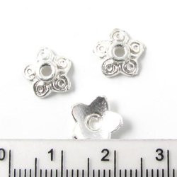 28-30 Stk., silberfarbene Perlen, Perlenschale, 10x3 mm