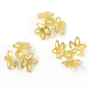 43-147-07-4 Gold Plated Bead Caps, Flower, 10mm - Rings & Things