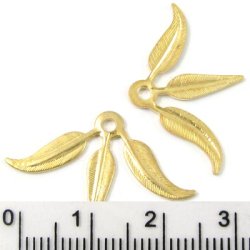 10 Stk., goldfarben, 3-Blatt Anh&auml;nger, 29x18 mm
