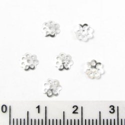 Silberfarbene Perlenschalen, klein, 8-Loch, 6x1 mm, 20 Stk.