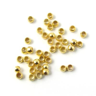 100pc 2x1.2mm Brass Crimp Beads, Gold