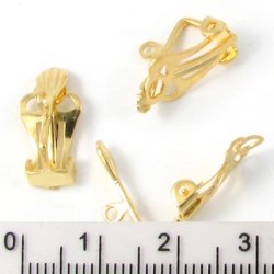 Ohrclips mit F&auml;cher und &Ouml;se, vergoldetes Messing, 17 mm, 4 Stk.