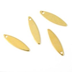 lang, spitz, oval, Vergoldetes Messing,15x4 mm, 10 Stk.
