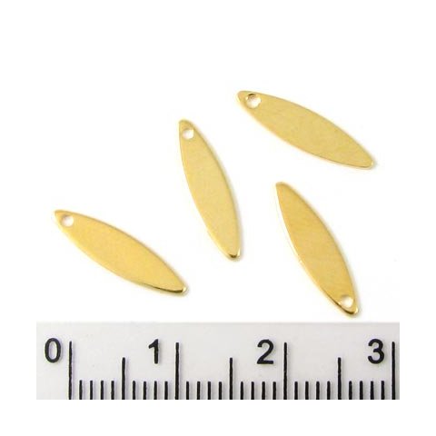 lang spids oval, Forgyldt messing, 15x4 mm, 10 stk.