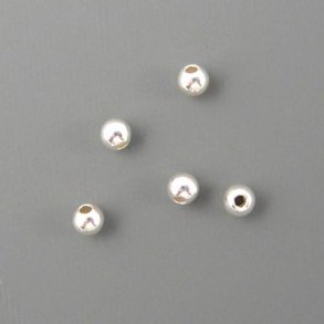 Silberperle, durchbohrt, 3 mm, 6 Stk.