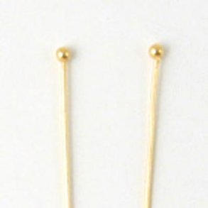 Headpin with 1.5mm ball,  gold-plated brass, 50x0,6, 20pcs.