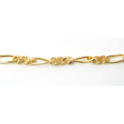 Figarokette, Panzerkette, mit Facetten, vergoldetes silber, 0,4 mm, 50 cm