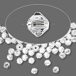 Preciosa Kristalle, transparent, facettiert, Bikone, 4 mm