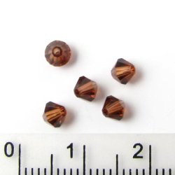 Preciosa  crystal, smoked topaz, facetted bicone, 4mm, 10pcs