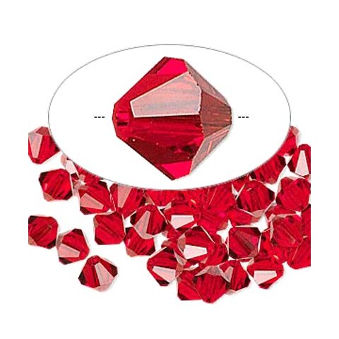Swarovski-Kristalle, rot, facettiert, Bikone, 4 mm, 10 Stk.
