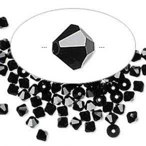 preciosa krystal, sort facet bicone, 3mm, 10 stk