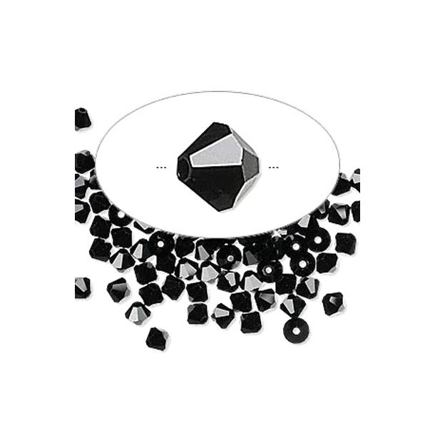 preciosa-Kristalle, schwarz, facettiert, Bikone, 3 mm, 10 Stk.