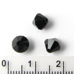 Swarovski-Kristalle, schwarz, facettiert, Bikone, 6 mm, 6 Stk.