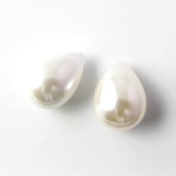 Shellpearls, Tropfen, naturwei, 14x10 mm, angebohrt, 2 Stk.