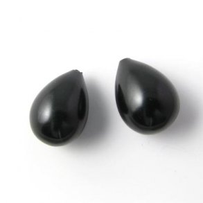 Shell pearl drbe, anboret, buttet sort, 21x16 mm, 1 stk.