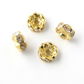 4pcs. Crystal Connector Bead, gilded, transparent, 10x4mm.