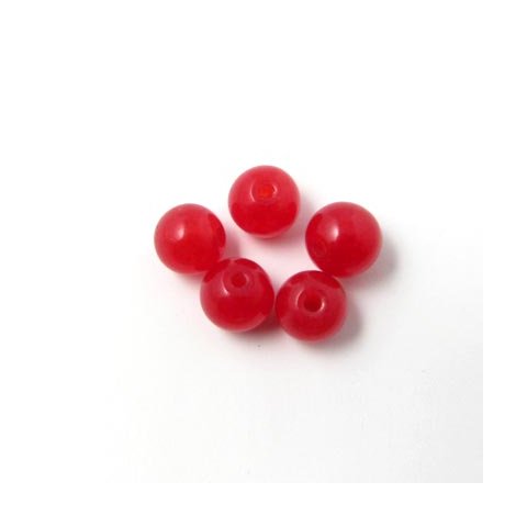 Jade bead, deep red, round, 8mm, 6pcs.