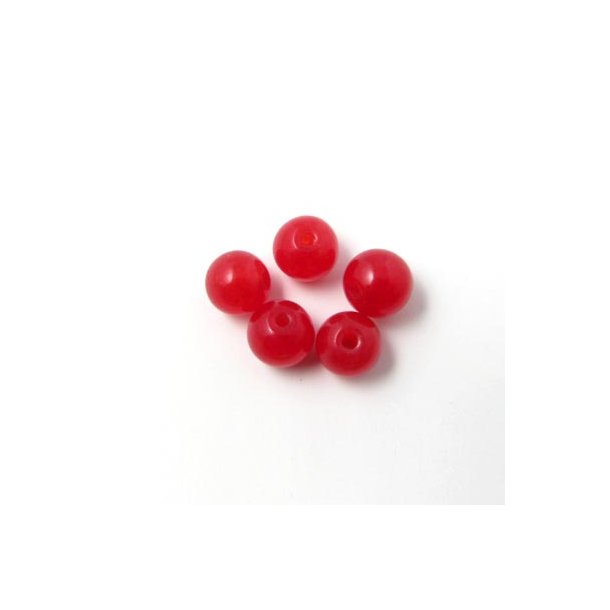 Jadeperle, dyb rød, rund, 8 mm, 6 stk.