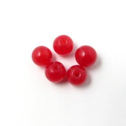 Jade bead, deep red, round, 6mm, 10pcs.