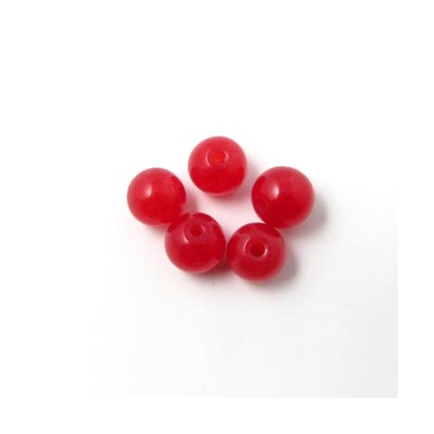 Jade bead, deep red, round, 6mm, 10pcs.