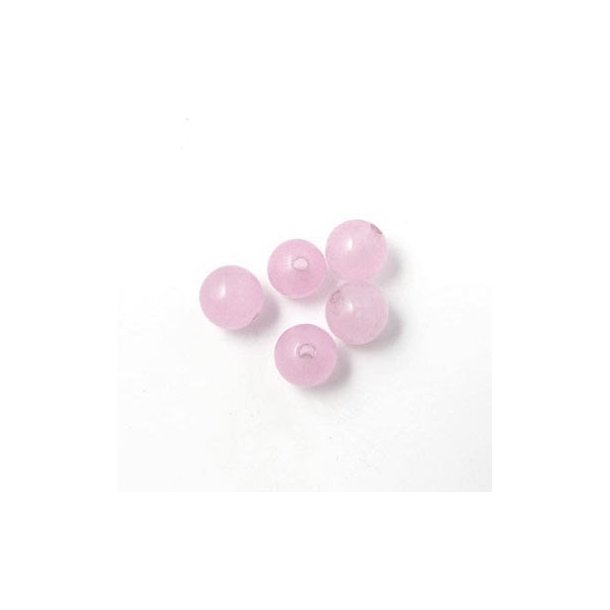 Jadeperle, rosa/lyserød, rund, 6 mm, 10 stk.