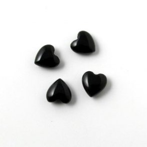 Onyx, Herz, schwarz, angebohrt, 8x8x4 mm. 2 Stk.