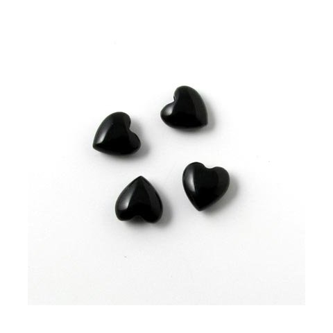 Onyx, heart, black, half-drilled, 8x8x4mm, 2pcs.