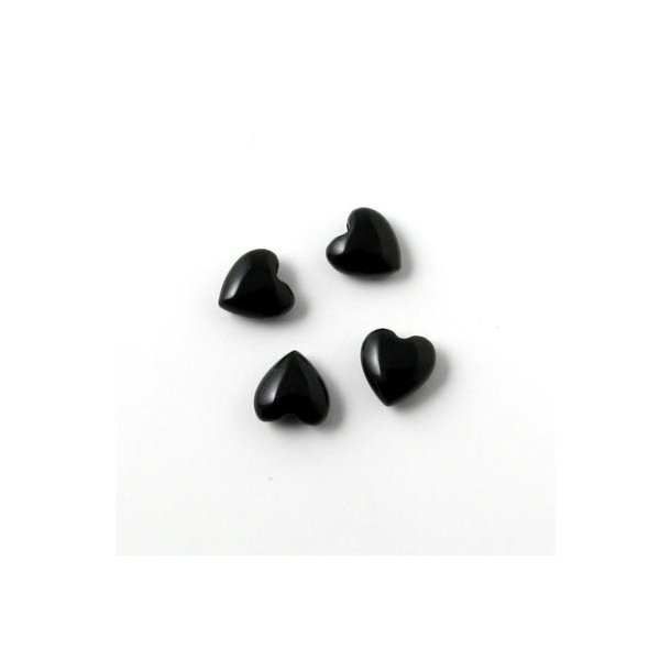 Onyx, Herz, schwarz, angebohrt, 8x8x4 mm. 2 Stk.