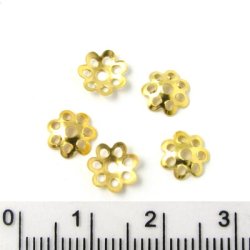 Goldene Perlenschalen, mittel, 8-Loch, 7x1,5 mm, 20 Stk.