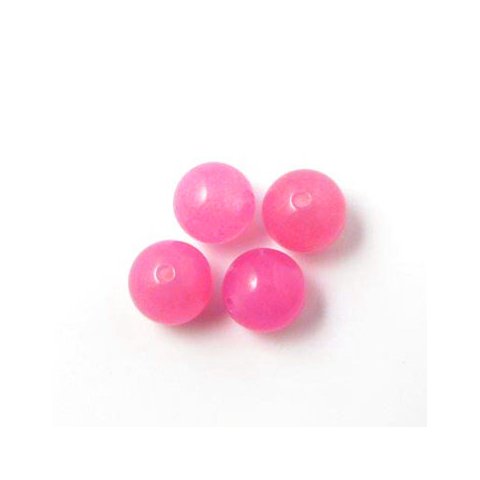 Jade bead, pink, round, 8mm, 6pcs.