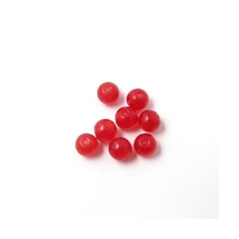 Jade bead, deep red, round, 4mm, 20pcs.