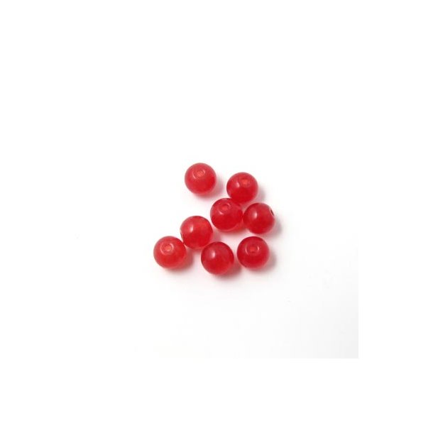 Jade bead, deep red, round, 4mm, 20pcs.