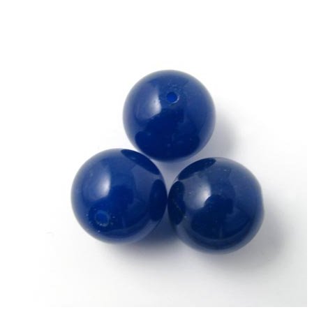 Jade bead, dark/ultramarine blue, round, 12mm. 6pcs.
