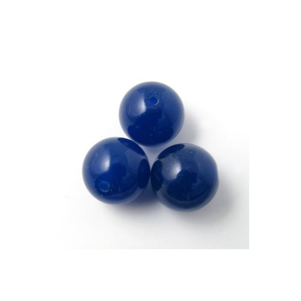 Jadeperle, mørk/ultramarin blå, rund, 12 mm, 6 stk.