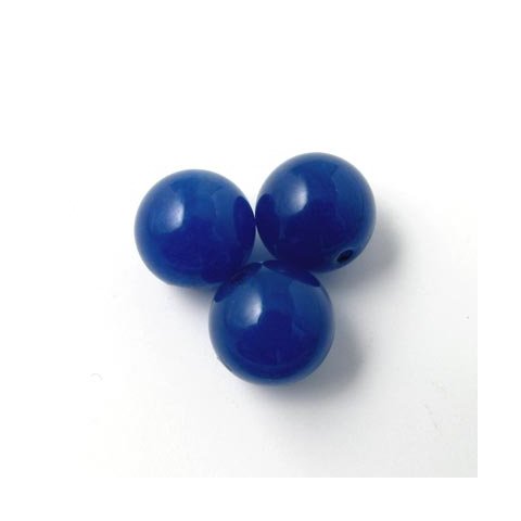 Jade bead, dark blue, round, 10mm, 6pcs.