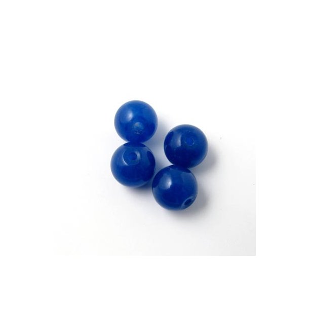 Jadeperle, farvet, mørk blå, rund, 8 mm, 6 stk.
