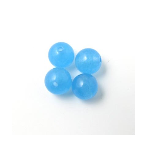 Jadeperle, lys-blå, rund, 8 mm. 6 stk
