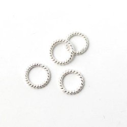 Twisted silver ring, closed, 7x1mm, 4pcs.