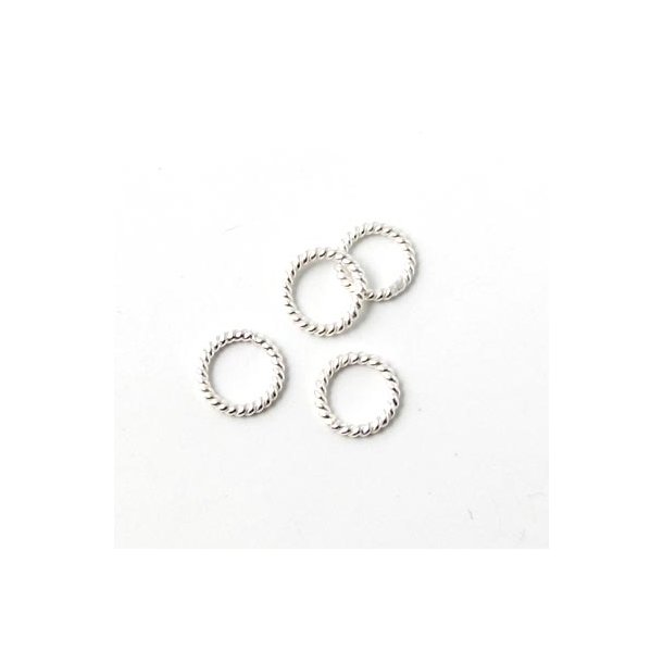 Twisted silver ring, closed, 7x1mm, 4pcs.