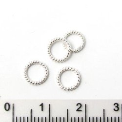 Twisted silver ring, closed, 7x1mm, 4pcs.