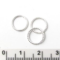 Gewundene Silberringe, 10x1 mm, 2 Stk.