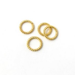 Vergoldete extra Qualität Messingringe, gewunden, geschlossen, 7x1 mm, 10 Stk.