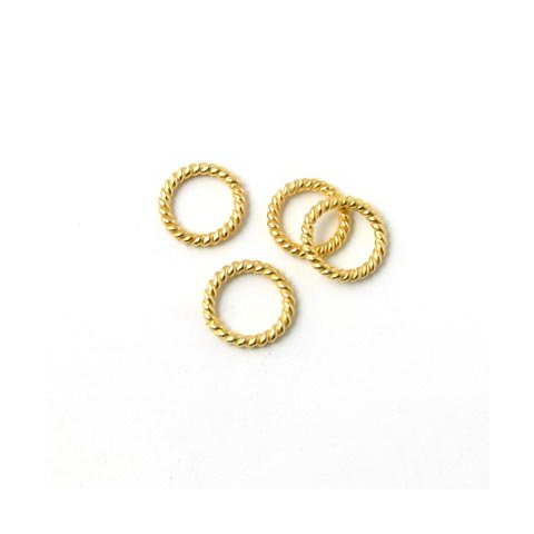 Snoet forgyldt messingring, ekstra fin kvalitet, lukket, 7x1 mm, 10 stk